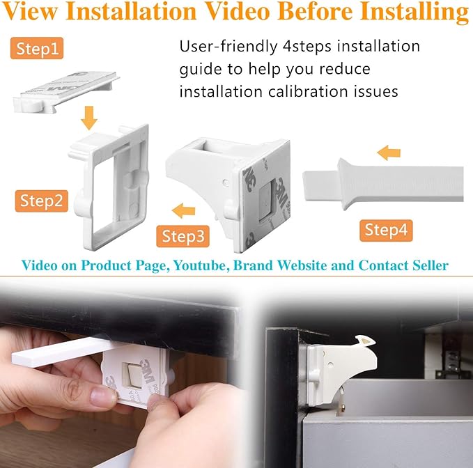 Vmaisi Adhesive Magnetic Locks for Cabinets & Drawers (24 Pack and 4 Keys + Cradle)