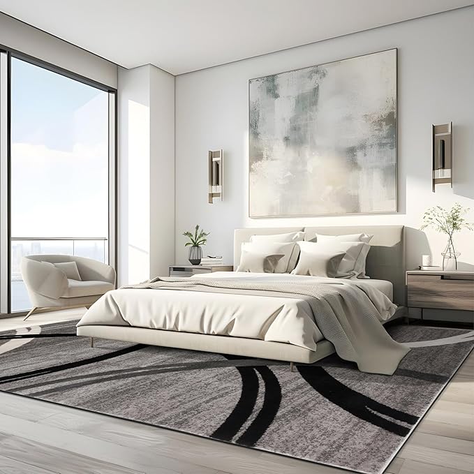 Rugshop Modern Wavy Circles Design Area Rug 12' x 15' Gray