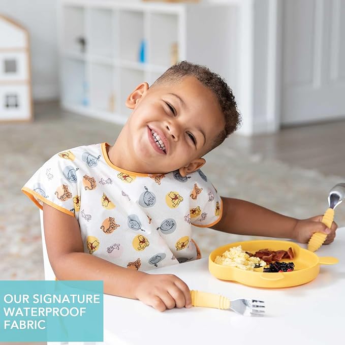 Bumkins Bibs - Toddler Bibs, Waterproof, Large for 1-3 Years, Short Sleeve