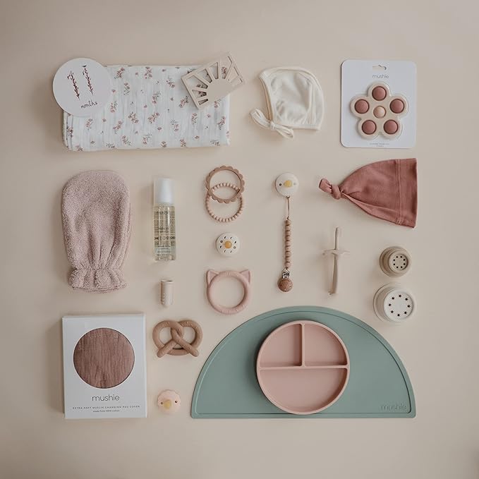 mushie Baby Bath Mitt | Organic Cotton | Pack of 2 (Blush)