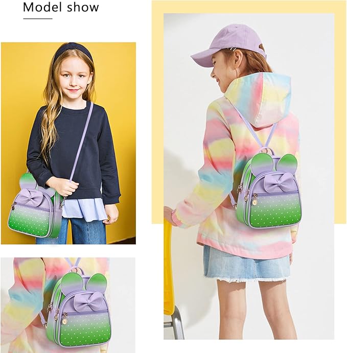 KL928 Girls Bowknot Polka Dot Cute Mini Backpack Small Daypacks Convertible Shoulder Bag Purse for Women