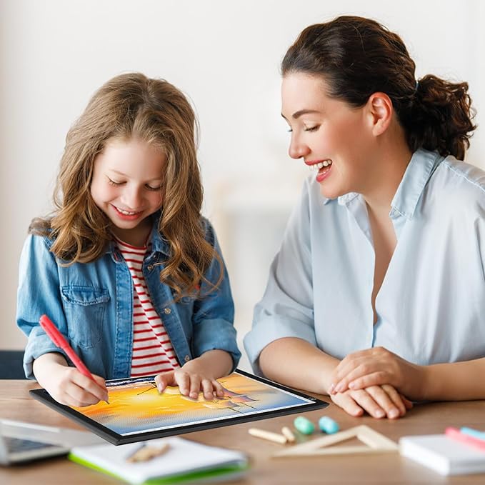 RTjoy Rechargeable A4 LED Light Tracing Pad, Adjustable Battery Powered Drawing Tablet, Artcraft Portable Light Copy Board for Tattoo Transferring, Diamond Art, Weeding Vinyl