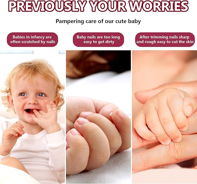 Baby Nail Trimmer Electric, 6 in 1 Rechargeable Baby Nail Clippers Manicure Set Grooming Kit for Toddler Infant or Adults (Pink)