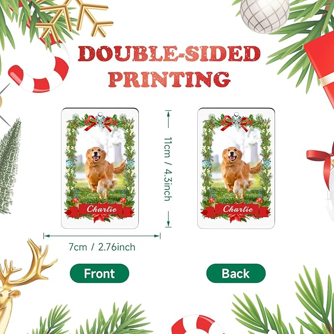 Personalized Christmas Ornament 2025 - Custom Dog Photo & Name, 1st Xmas Gift for Pet Lovers - Customized Dog Ornaments for Christmas Tree, Pet Memorial Gifts