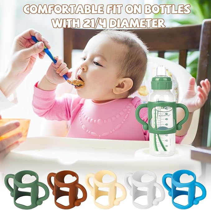 RTMOK Bottle Handles for Dr. Brown's Narrow Baby, Wide-Neck, Removable Easy-Grip Transitional Sippy Cup Handles, 100% Silicone-BPA-Free Material, 4m+