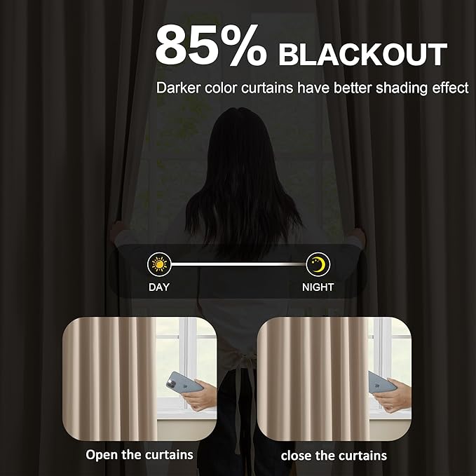 KEQIAOSUOCAI Extra Wide Pinch Pleated Blackout Living Room Curtains 102 Inches Long, Triple Weave Thermal Insulated Window Light Blocking Panels for Patio/Hall/Porch (Khkai, W80 x L102, Set of 2)