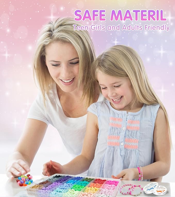 Gionlion Clay Beads Friendship Bracelet Making Kit, 72 Colors Preppy Clay A-Z Letter Number Beads & Charms Complete Jewelry Making Kit DIY Crafts Gift for Teen Girls