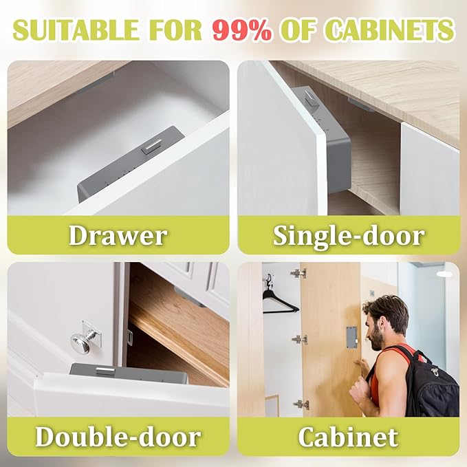 Eseesmart Smart Cabinet Lock, Hidden RFID Keyless Electronic Bluetooth Drawer Locks, Baby Proofing Child Safety Cabinet Locks for Liquor Cabinet Locker Drawer Cupboard Desk Dresser Adults