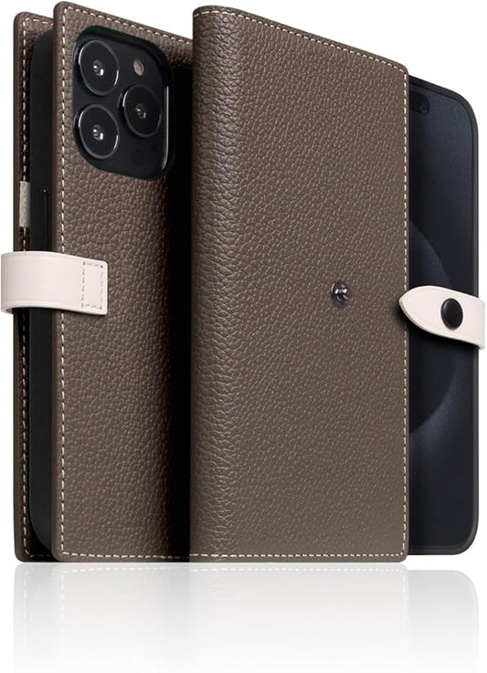 D8 Edition Full Grain Leather Wallet Case for iPhone 15 Pro Max - [2-in-1] Handcrafted Detachable Diary Style with Magnetic MagSafe Back Cover and Snap Closure, Gift Box Included (Etoffe Cream)