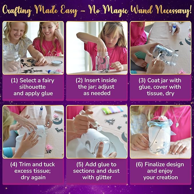 Pinwheel Crafts Fairy Lantern Toy for Kids Age 6-8 8-12+ Years - Make Your Own Night Light - Fairy Jar Gift for Girls with Led Light - Arts and Crafts Kit for Kids