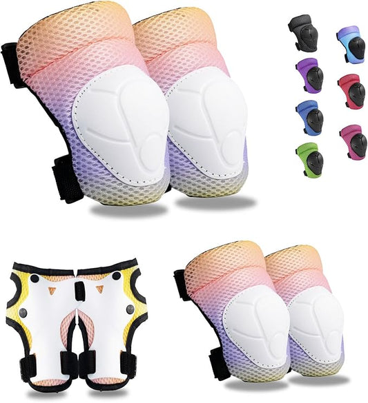 Knee Pads Elbow Pads Wrist Guards Set for Kids,Upgraded Protective Gear for Toddle 4-12 Boys or Girls Children Roller Skating Scooter Skateboarding Bike Roller Blade