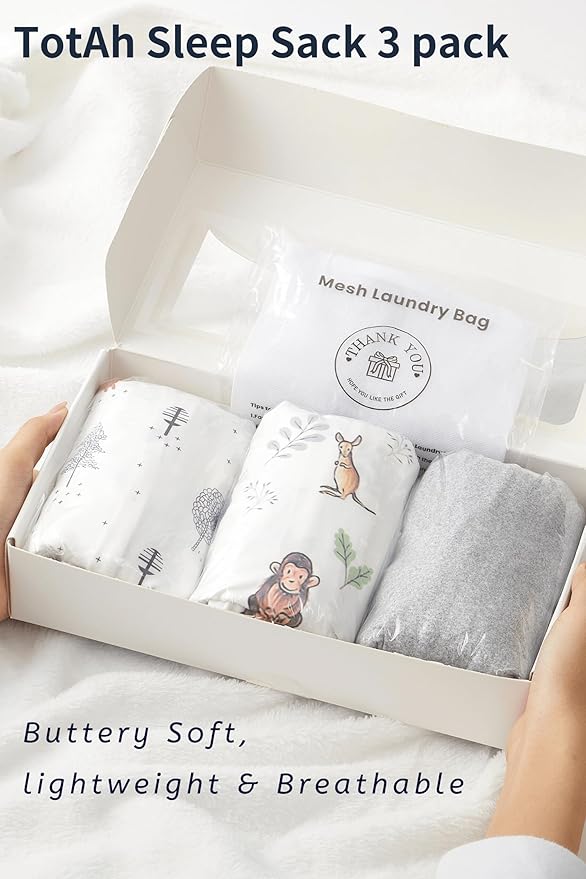 TotAha Sleep Sack 0-6 Months 3-Pack,Stretchy,Buttery Soft Swaddle Transition Sleeping Bag,Light Baby Wearable Blanket with 2-Way Safe Zippers for Boys Girls, 0.5 TOG