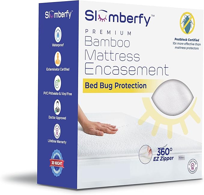 Cal King Size Waterproof Bamboo Mattress Encasement by Slumberfy - Premium Skin-Safe Mattress Protector with 360° EZ Zipper, Lab-Tested Bed Bug Protection, Zippered Encasement (72x84 in)