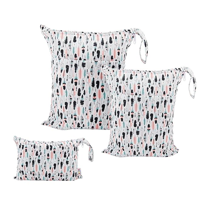 ALVABABY 3pcs Baby Cloth Diaper Wet Dry Bags Waterproof Reusable with Two Pockets Travel Beach Pool Daycare Soiled Baby Items Yoga Gym Bag for Swimsuits or Wet Clothes 3L-H1