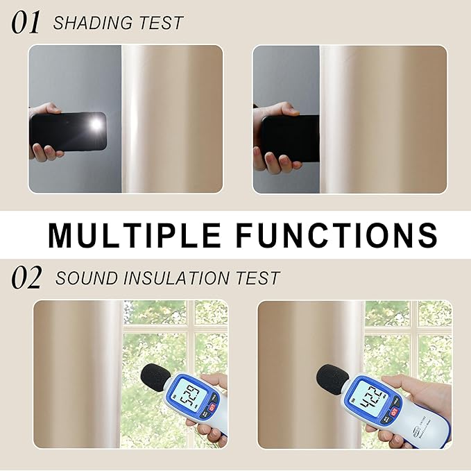 XWZO 100% Blackout Window Curtains with Tiebacks- Privacy Protection & Noise Blocking Window Draperies Rod Pocket with Black Liner for Bedroom/Living Room, Biscotti Beige, W52 x L72, Set of 2 Panels