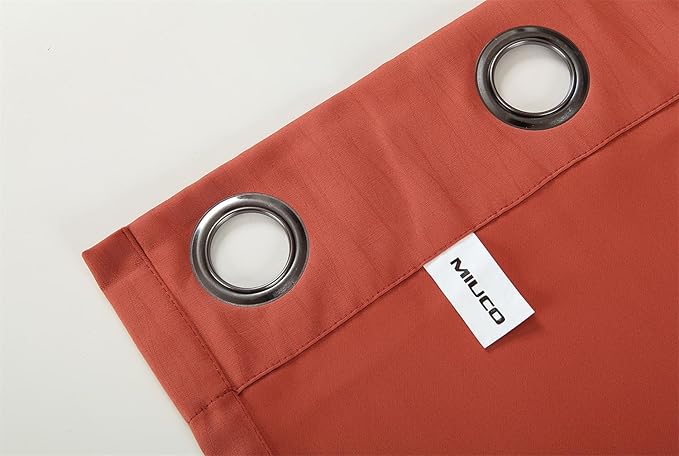MIUCO Blackout Curtains Room Darkening Curtains Textured Grommet Panels for Living Room 2 Panels 52x84 Inch Long Rust