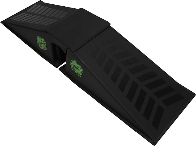 Ten-Eighty Micro Flybox Launch Ramp Set with 2 Connecting Ramps, Portable Skateboard, BMX Bike, Scooter, RC Car, Durable, Lightweight, Non-Slip Rubber Construction for Kids & Teens, Black - 56" Length