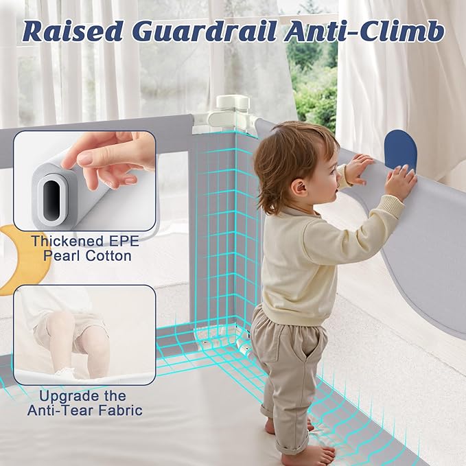 3-Piece Bed Rail for Toddlers with Headboard Rod, Adjustable Baby Bed Rail Guard, Twin/Full/Queen/King Size Bed (3, 74.8 * 74.8 * 54 Inch- Full Size)