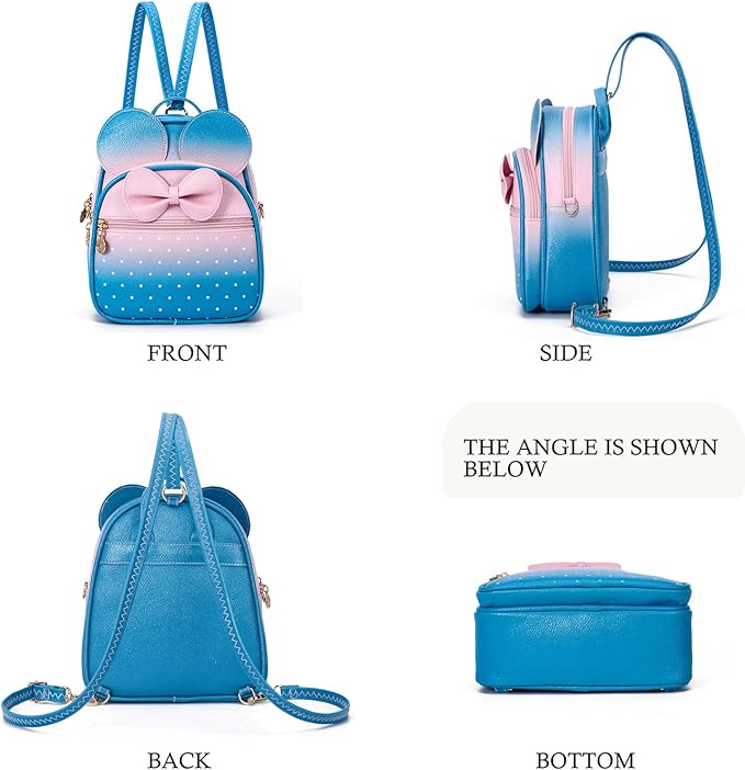 KL928 Girls Bowknot Polka Dot Cute Mini Backpack Small Daypacks Convertible Shoulder Bag Purse for Women