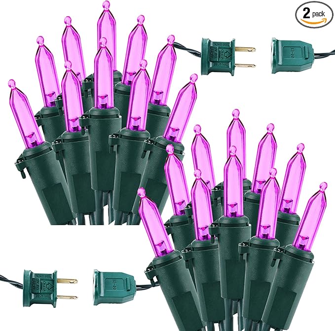 Brizled Purple Christmas Lights, 2 Pack 33ft 100 LED Christmas String Lights, 120V UL Certified Purple Halloween Light Connectable Mini Xmas Tree Light Outdoor for Halloween Xmas Party Wedding Holiday
