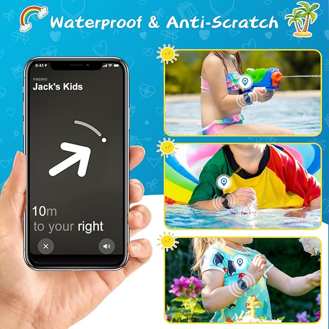 Waterproof Air Tag Bracelet for Kids (2 Pack), Soft Nylon Hidden Air Tag Wristband Full Cover Lightweight GPS Tracker Holder Compatible with Apple AirTag Band for Toddler Child (Black & Blue)