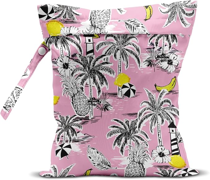 Wet Bag, Wet Dry Bag, Wet Bag for Swimsuit, Travel, Beach, Pool, Diapers, Dirty Yoga Gym Clothes, Makeup Bag, Waterproof Tropical Palm Leaves Decor Jungle Palm Leaf Favors