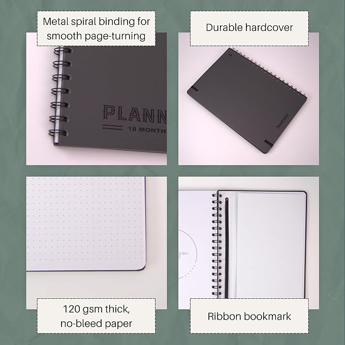 Undated Monthly Planner 2025-2026 - 18 Month Monthly Calendar Planner Book for School Office and Home - Hardcover Blank Planners for Goals Tasks and Dates - B5(6.9" x 9.8") Black