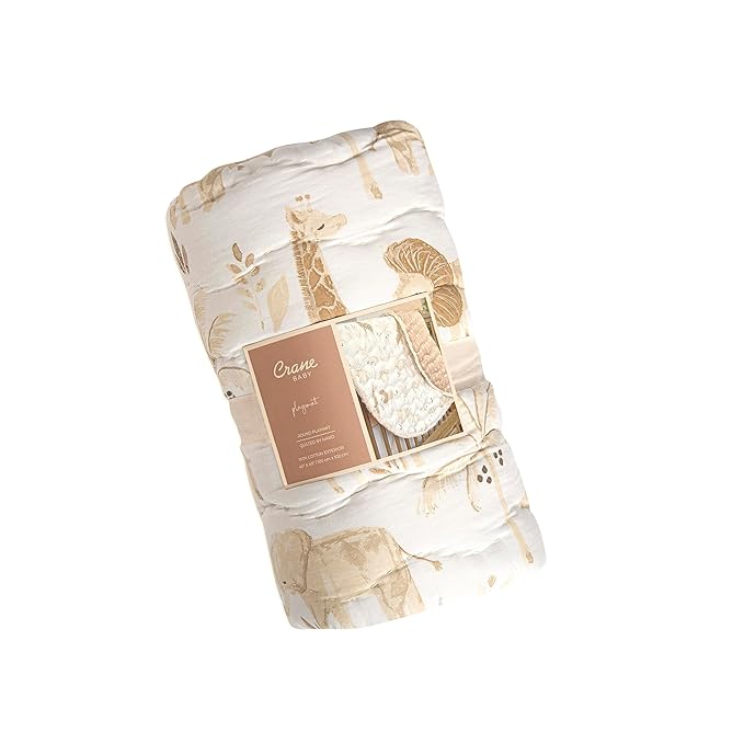 Crane Baby Safari Baby Tummy Time Activity Mat 40"X40", Reversible Floor Play Mat for Boys and Girls, Jungle Nursery Decor