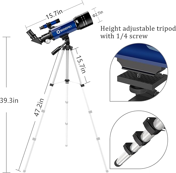 Telescope for Kids & Adults, 70mm Aperture 360mm Refractor (15X-150X) Telescope for Astronomy Beginners, Portable Travel Telescopes with Phone Adapter & 2 Eyepieces