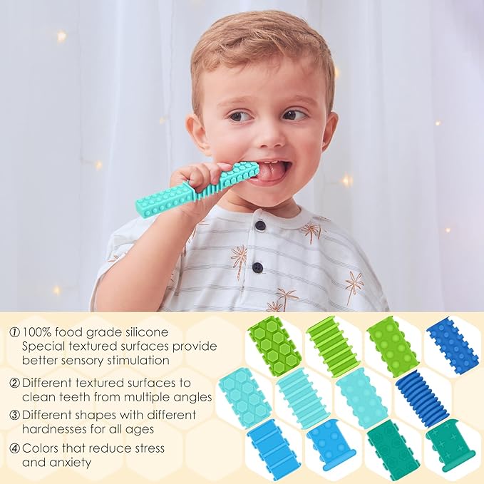 ERKOON 5 Pack Sensory Chew Toys for Autistic Children, Silicone Chewy Tubes Teething Tubes for Autism, ADHD, SPD, Chewies with Special Needs, Oral Motor Chewy Tool for Sensory Kids