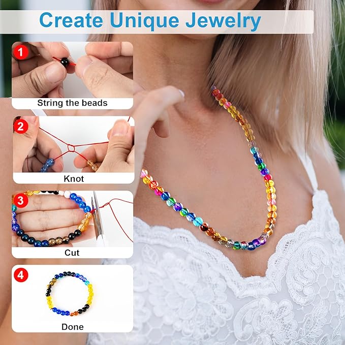 XSEINO About 1200PCS 6mm Crack Glass Beads,24 Assorted Crack Earthtone Blackwhite Series Colorful Crystal Beads for Bracelet and Jewelry Making and DIY Crafts,Friendship Bracelets