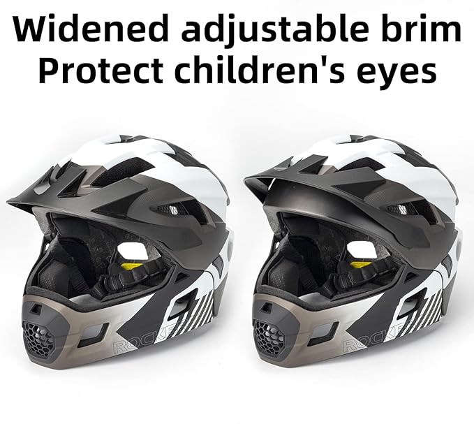 ROCKBROS Kids Bike Helmet Adjustable Detachable Full Face Bike Helmet for Children Bicycle, Skateboard, Scooter, Protective Gear
