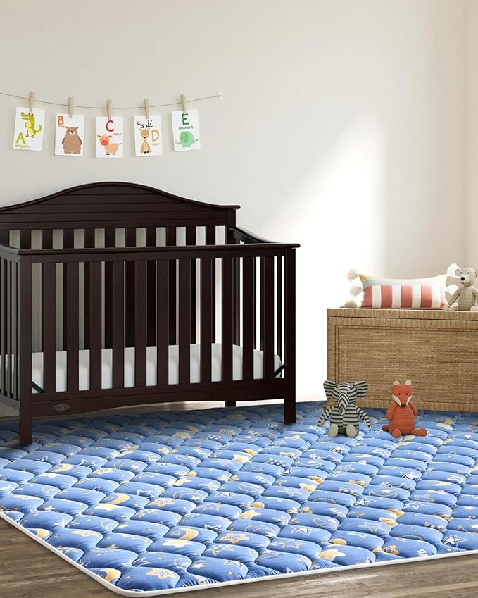 Odorless Premium Foam Baby Play Mat 79" x 63", Soft Microfiber Fabric Crawling Mat for Floor- Comfortable and Hypoallergenic, Non-Slip Cushioned Floor Playpen mat for Infants,Babies,Toddlers