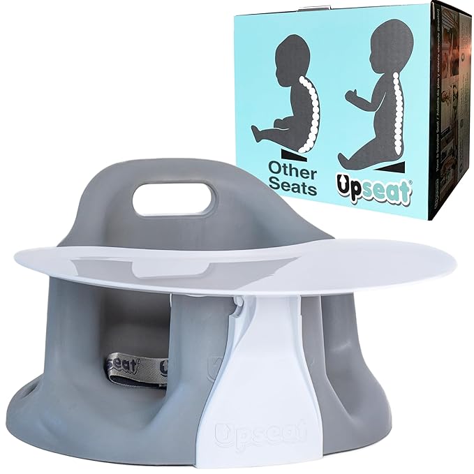 Upseat – The Original Ergonomic Baby Floor & Booster Seat with Tray, Developed with Physical Therapists for Upright Posture & Healthy Hip Development, 4–24 Months, Dishwasher-Safe Extra-Large Tray