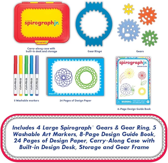 Spirograph Jr. — Jumbo Sized Gears Classic Retro Toy For Spiral Drawing Art Design Toy Kit for Smaller Hands — For Kids Ages 3 and Up