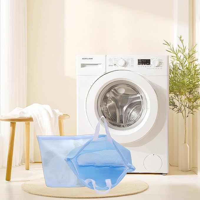 2 Pcs laundry bag with handles mesh laundry bags washing machine laundry totes travel storage and sorting bag for Clothes laundry bag for delicates(Blue2N)
