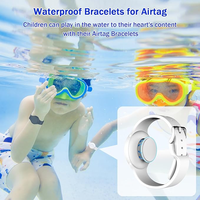 R-fun Waterproof for Air Tag Bracelets [2 Pack] Compatible with Apple Air Tag Finders with Soft Silicone,Anti Lost GPS Item Finders Case Cover,Black/White