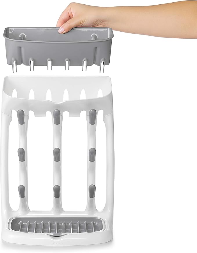 OXO Tot Space-Saving Bottle Drying Rack, Baby Bottle Organizer for Countertop