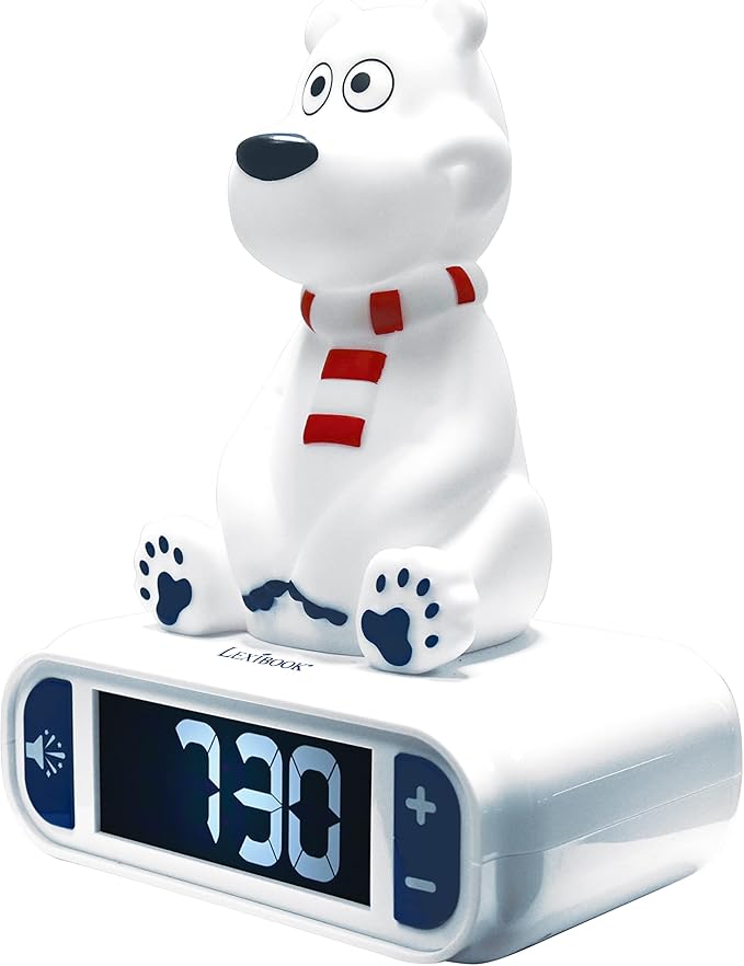 LEXiBOOK Polar Bear Digital Alarm Clock for Kids with Night Light Snooze, Childrens Clock, Luminous, White, RL800PB