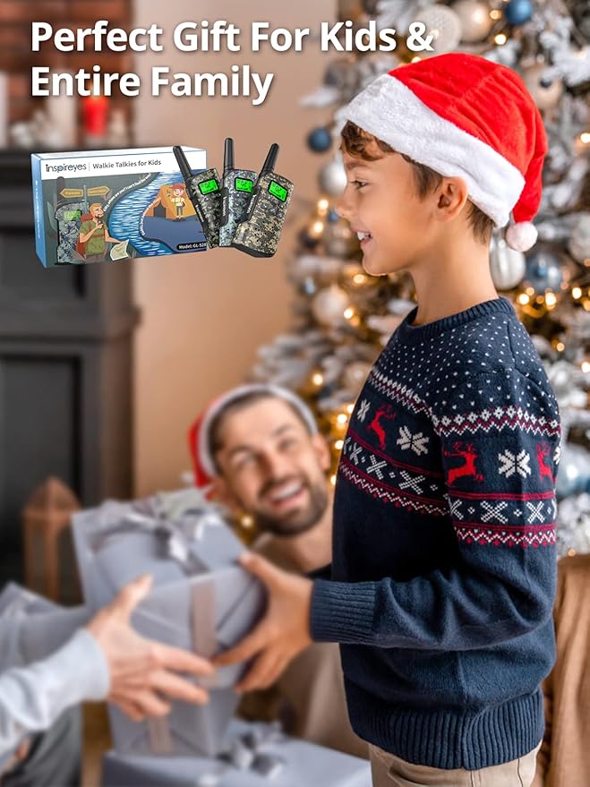 Walkie Talkies for Kids Rechargeable,Toys for Boys and Girls Ages 3-12, 2 Pack Long Range 2-Way Radios, Birthday Gifts,Christmas Stockings, Outdoor Play, Family Games, Hiking Camping Gear