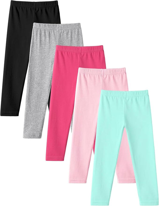 Witwot 5 Pack Toddler Leggings Baby Girl Cotton Pants Toddler Girls Clothes Size 18M-5T