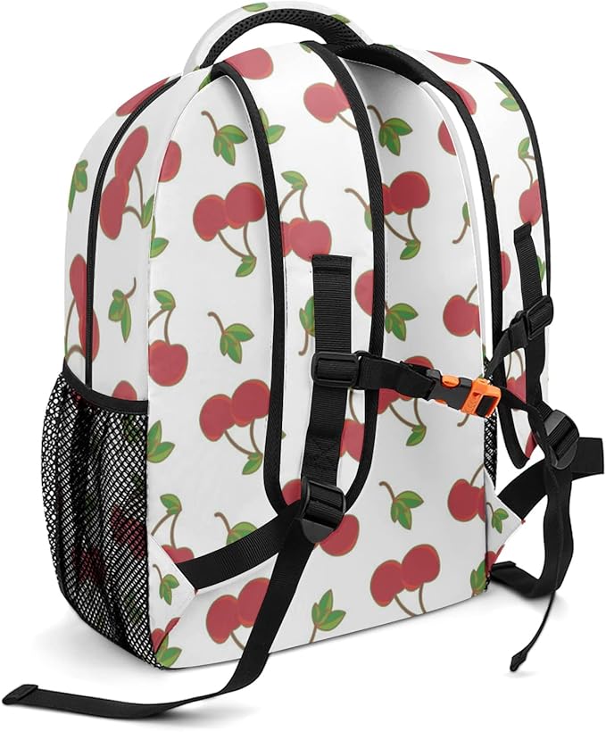Cherry Pattern Custom Kids Backpack 16.5 Inch for Boy Girl, Personalized Waterproof Child School Travel Bag with Name