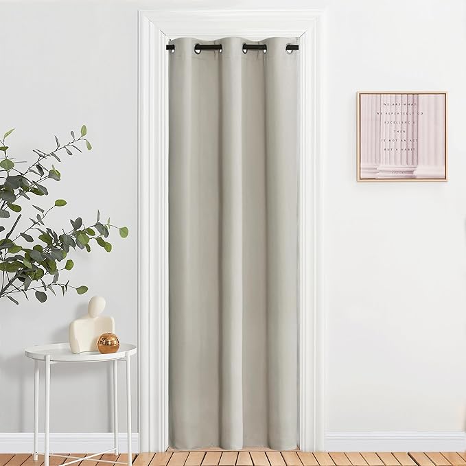 NICETOWN Blackout Natural Curtains & Drapes for Living Room - Thermal Insulated Solid Grommet Sound Reducing Energy Saving Privacy Window Treatments for Bedroom, 2 Panels, W37 x L84