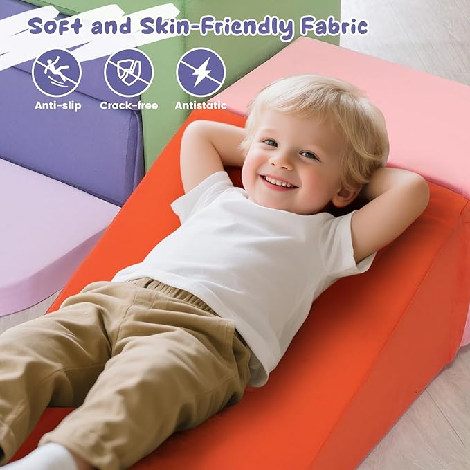 Lischwert Foam Climbing Blocks for Toddlers 1-3, Soft Play Set with Crawling Exploration Toys, Indoor Outdoor Infant Safe Blocks for Baby Gym Toddler Playground