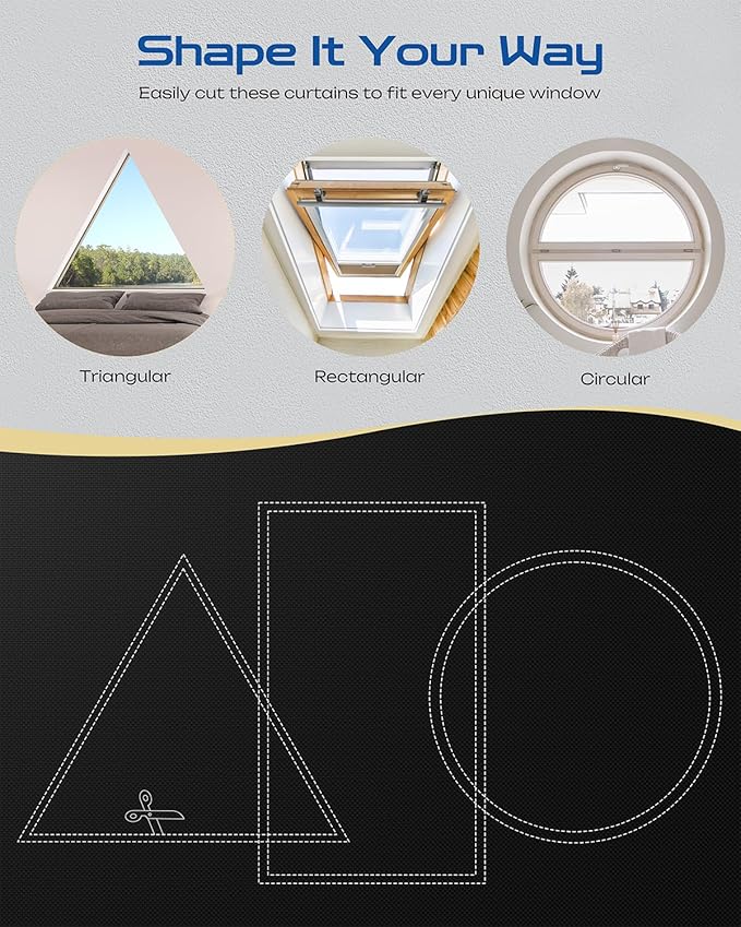 39" W x 36" L 100% Portable Blackout Curtains, Total Darkness No-Drill Black Out Window Cover,Temporary Blackout Shades with Hook & Loop Tape, for Bedroom, Nursery, Dorm, Travel (Black)