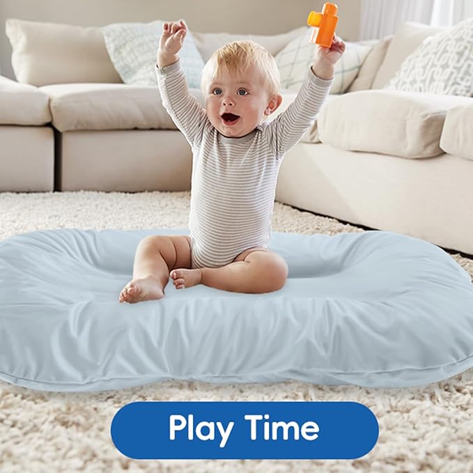 Baby Lounger for Newborn,Baby Nest for Newborn Soft Cotton Breathable for Playtime & Relaxation,Flat Babies Essentials Gifts Newborn Lounger for Boys & Girls 0-12 Months(Misty Blue)