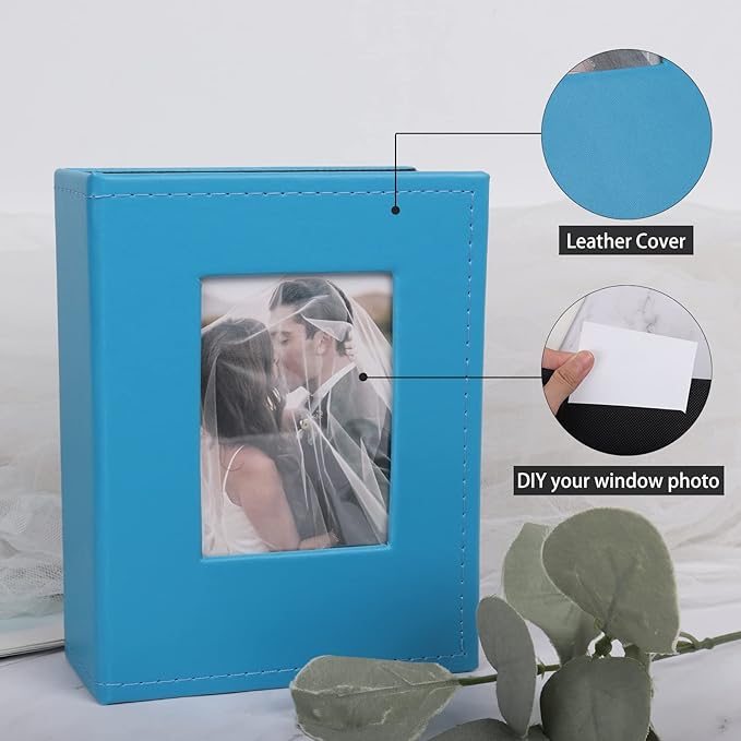 RECUTMS Photo Album 4x6 for 100 Photos Pictures PU Leather Cover White Inner Page for Wedding Albums Family Photo Book Baby Anniversary Vacation Birthday Christmas Photo Albums (Blue)