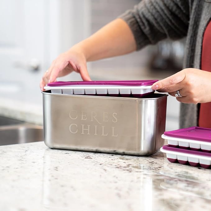 CERES CHILL The Milkstache Luxe Reusable Breastmilk Freezer Storage Container - 1/2 Ounce Cubes fit Any Baby Bottle, Freezing Pumped Milk has Never Been Easier (Stainless Steel), 1 Count
