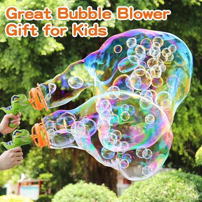 Dinosaur Bubble Blower Bubble Machine Gun for Kids and Toddlers Fun Big Bubble Wand Outdoor Toys for 3 4 5 6 7 8 Years Old Boys and Girls(Green)