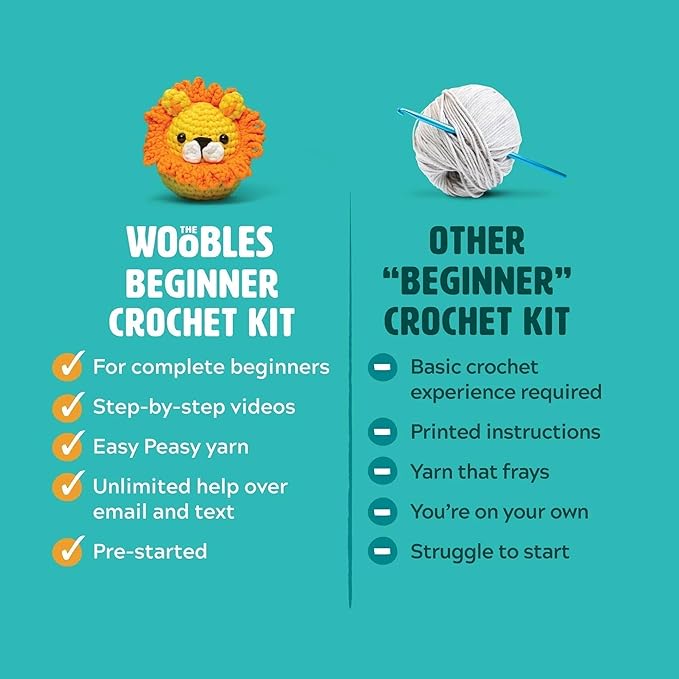 The Woobles Crochet Kit for Beginners - Easy Arts and Crafts Knitting & Crochet Animals Kit As Seen On Shark Tank - Felix The Fox